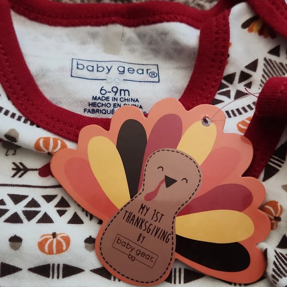 NWT -Baby Gear -  1st Thanksgiving Outfit with Red and Orange Accents - 6/9M